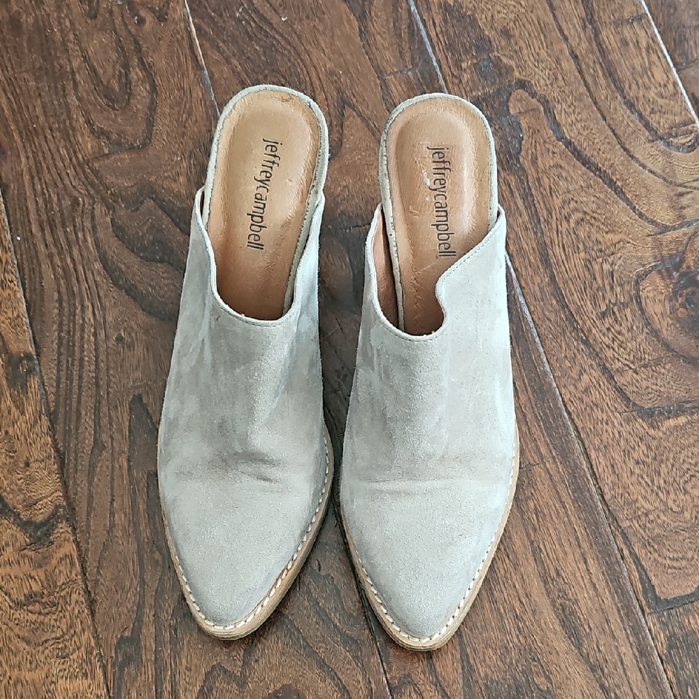 Jeffrey Campbell Gray Suede Mules
